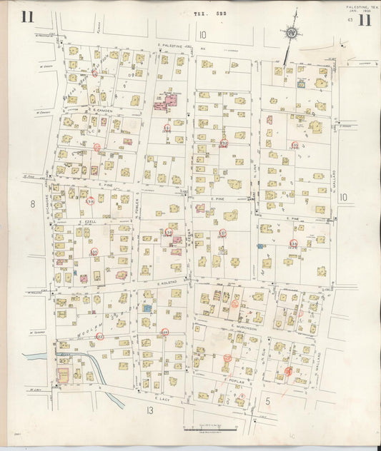 Sanborn Fire Insurance Map from Palestine, Anderson County, Texas (1949), Sheet #0011 - Historic Sanborn Fire Insurance Map Print, vintage old map wall art, antique decor, genealogy gift, Texas Texas map
