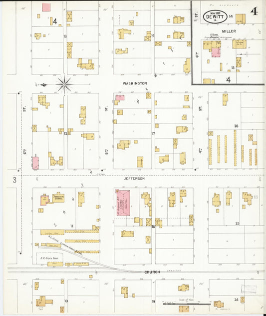 Sanborn Fire Insurance Map from De Witt, Clinton County, Iowa (1899), Sheet #0004 - Historic Sanborn Fire Insurance Map Print, vintage old map wall art