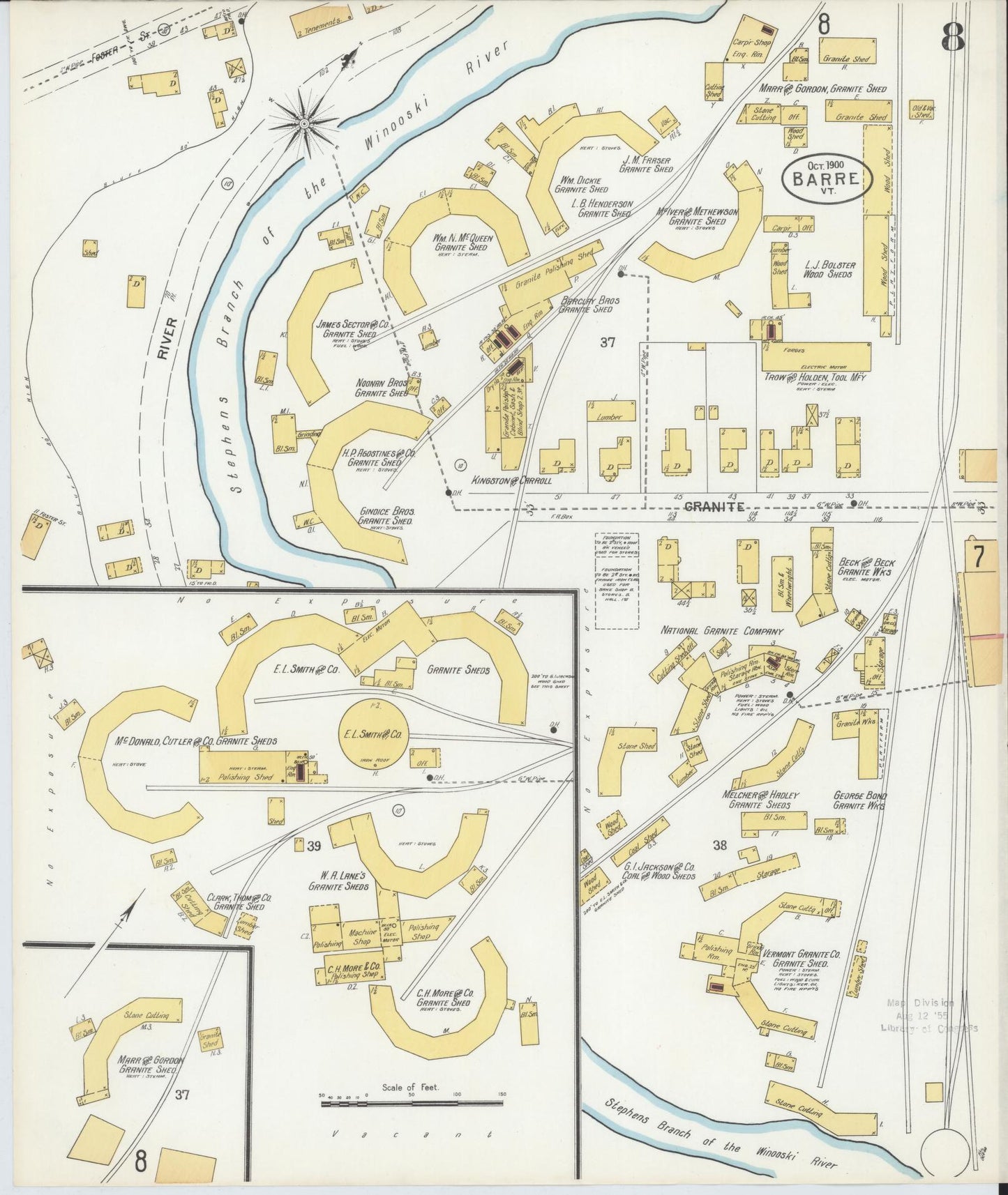 Sanborn Fire Insurance Map from Barre, Washington County, Vermont (1900), Sheet #0008 - Complete Map Set gallery image, historic Sanborn map, vintage wall art, Vermont Vermont