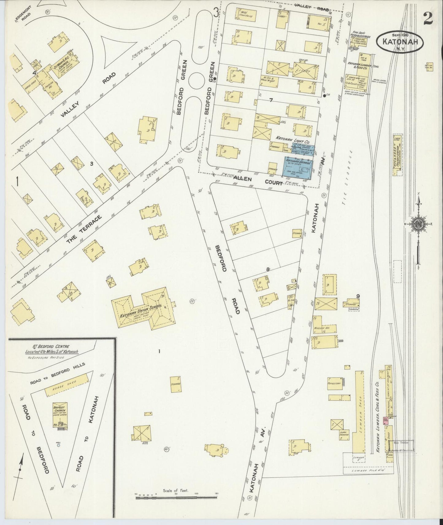 Sanborn Fire Insurance Map from Katonah, Westchester County, New York (1910), Sheet #0002 - Complete Map Set gallery image, historic Sanborn map, vintage wall art, New York New York