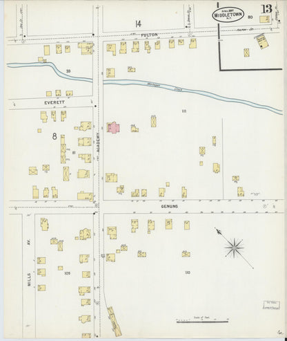 Sanborn Fire Insurance Map from Middletown, Orange County, New York (1897), Sheet #0013 - Complete Map Set gallery image, historic Sanborn map, vintage wall art, New York New York