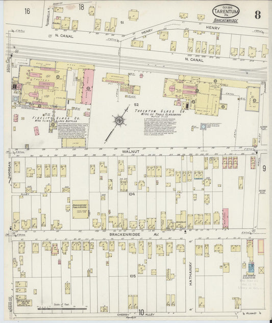 Sanborn Fire Insurance Map from Tarentum, Allegheny County, Pennsylvania (1914), Sheet #0008 - Historic Sanborn Fire Insurance Map Print, vintage old map wall art, antique decor, genealogy gift, Pennsylvania Pennsylvania map