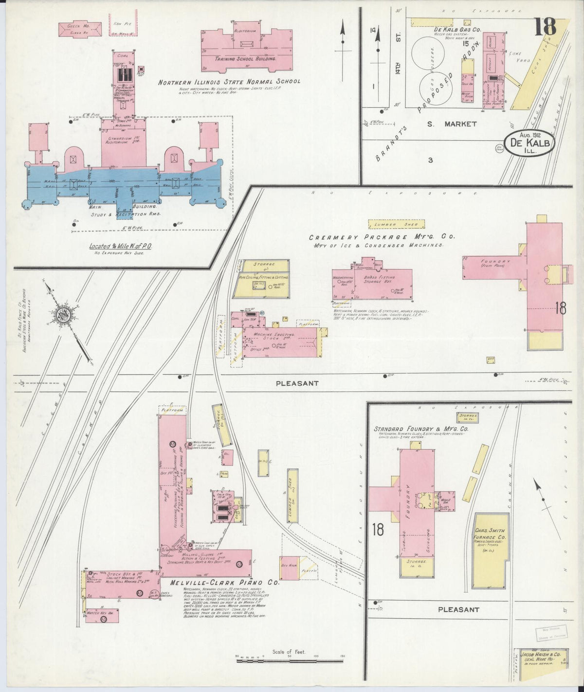 Sanborn Fire Insurance Map from De Kalb, De Kalb County, Illinois (1912), Sheet #0018 - Complete Map Set gallery image, historic Sanborn map, vintage wall art, Illinois Illinois