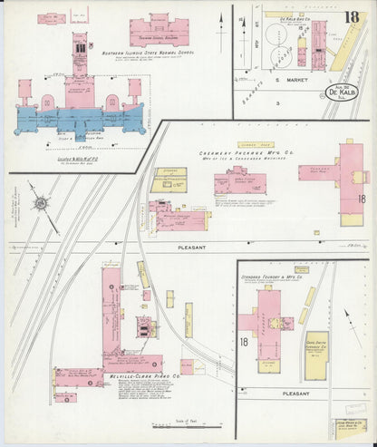 Sanborn Fire Insurance Map from De Kalb, De Kalb County, Illinois (1912), Sheet #0018 - Complete Map Set gallery image, historic Sanborn map, vintage wall art, Illinois Illinois