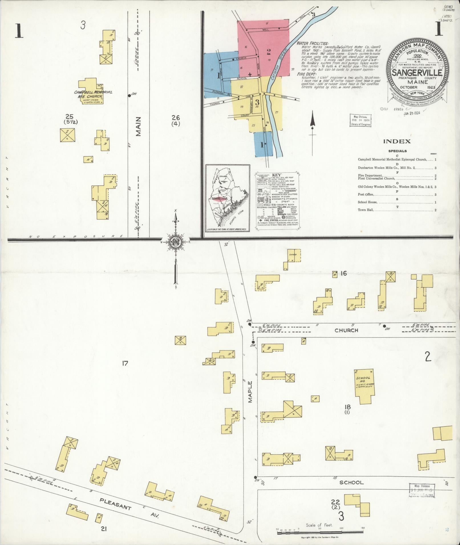 Sanborn Fire Insurance Map from Sangerville, Piscataquis County, Maine. (1923) – Historic Sanborn Fire Insurance Map Print