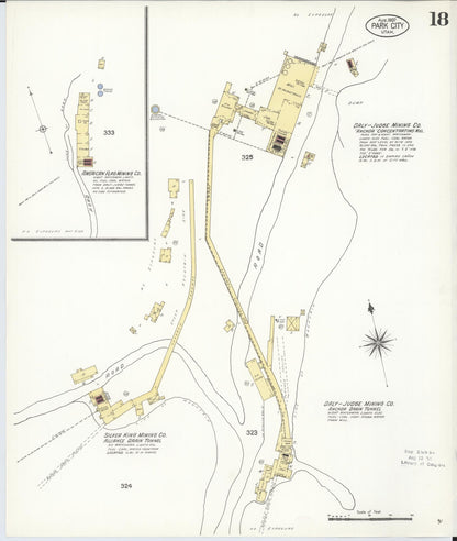Sanborn Fire Insurance Map from Park City, Summit County, Utah (1907), Sheet #0018 - Complete Map Set gallery image, historic Sanborn map, vintage wall art, Utah Utah