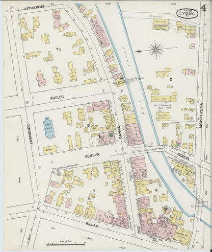 Sanborn Fire Insurance Map from Lyons, Wayne County, New York (1889), Sheet #0004 - Complete Map Set gallery image, historic Sanborn map, vintage wall art, New York New York