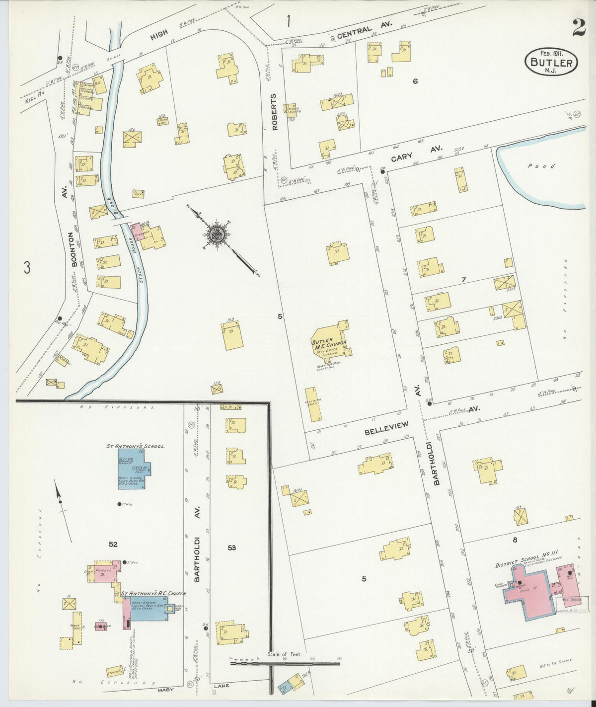 Sanborn Fire Insurance Map from Butler, Morris County, New Jersey (1911), Sheet #0002 - Complete Map Set gallery image, historic Sanborn map, vintage wall art, New Jersey New Jersey