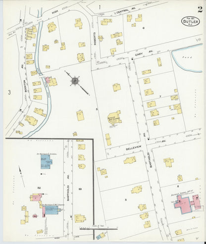 Sanborn Fire Insurance Map from Butler, Morris County, New Jersey (1911), Sheet #0002 - Complete Map Set gallery image, historic Sanborn map, vintage wall art, New Jersey New Jersey