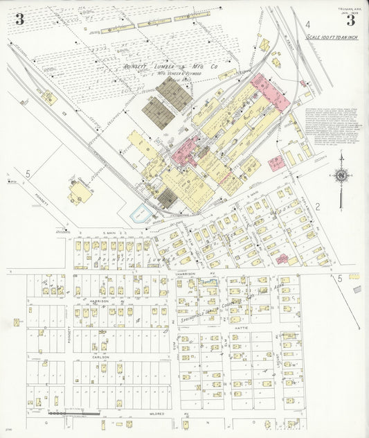 Sanborn Fire Insurance Map from Truman, Poinsett County, Arkansas (1939), Sheet #0003 - Historic Sanborn Fire Insurance Map Print, vintage old map wall art, antique decor, genealogy gift, Arkansas Arkansas map