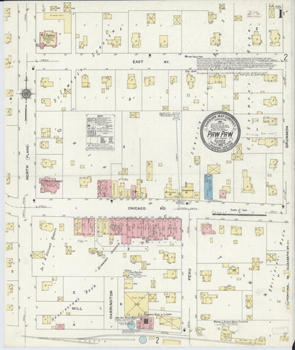 Sanborn Fire Insurance Map from Paw Paw, Lee County, Illinois (1910), Sheet #0001 - Historic Sanborn Fire Insurance Map Print, vintage old map wall art, antique decor, genealogy gift, Illinois Illinois map