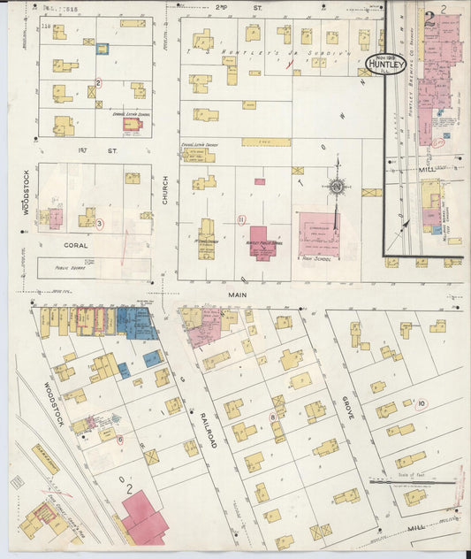 Sanborn Fire Insurance Map from Huntley, McHenry County, Illinois (1936), Sheet #0002 - Historic Sanborn Fire Insurance Map Print, vintage old map wall art, antique decor, genealogy gift, Illinois Illinois map