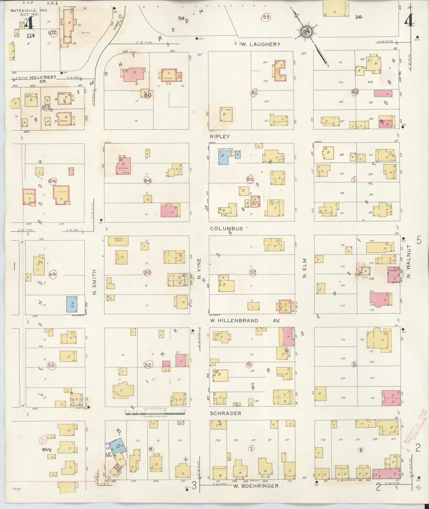 Sanborn Fire Insurance Map from Batesville, Ripley County, Indiana (1948), Sheet #0004 - Complete Map Set gallery image, historic Sanborn map, vintage wall art, Indiana Indiana