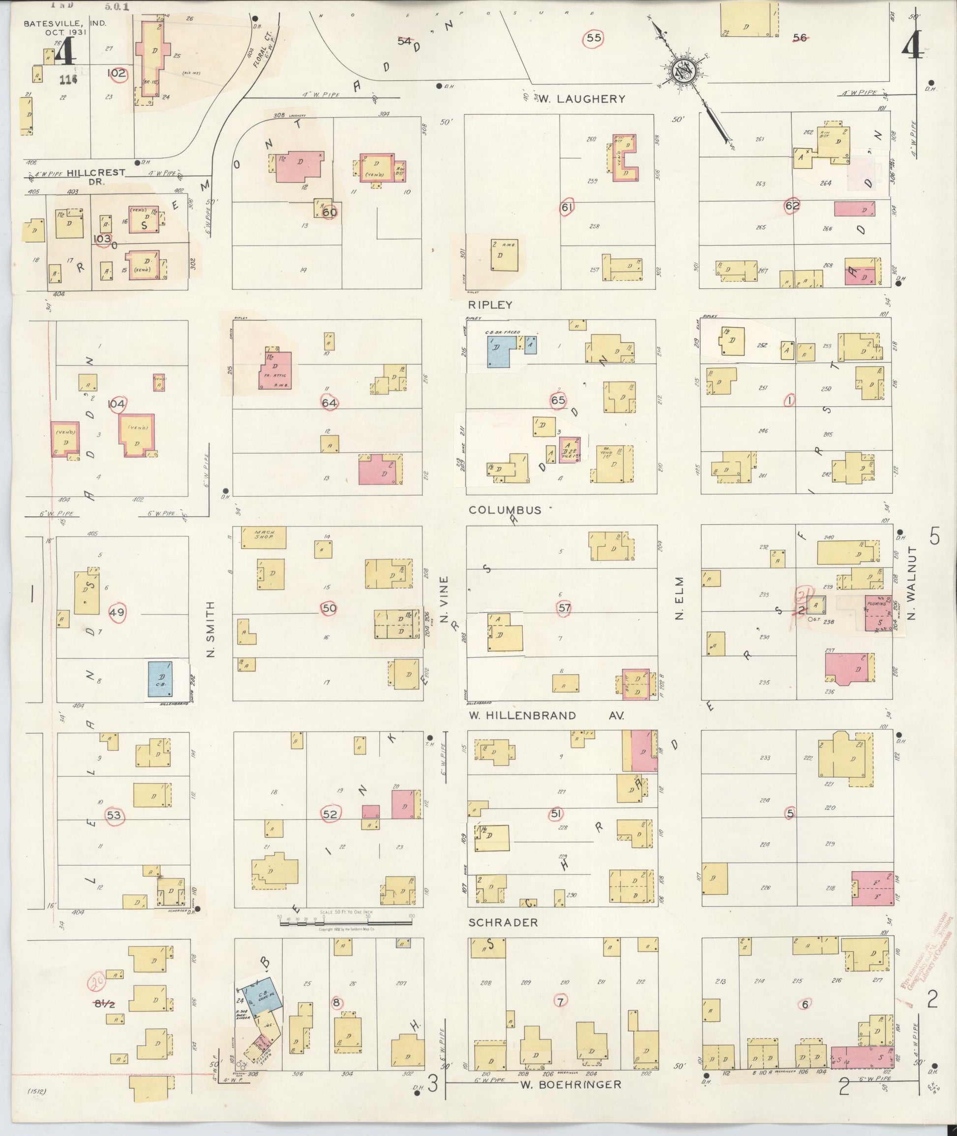 Sanborn Fire Insurance Map from Batesville, Ripley County, Indiana (1948), Sheet #0004 - Complete Map Set gallery image, historic Sanborn map, vintage wall art, Indiana Indiana