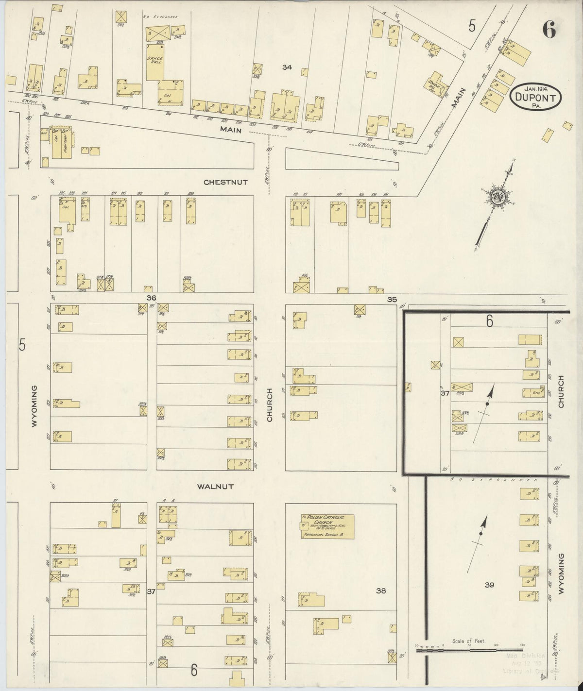 Sanborn Fire Insurance Map from Dupont, Luzerne County, Pennsylvania (1914), Sheet #0006 - Complete Map Set gallery image, historic Sanborn map, vintage wall art, Pennsylvania Pennsylvania