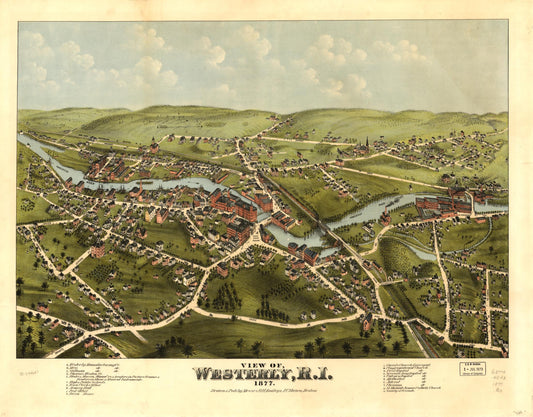 View of Westerly, R.I. 1877. (1877) – Historic Bird’s-Eye View Panorama Print