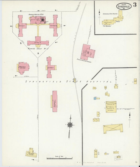 Sanborn Fire Insurance Map from Sykesville, Carroll County, Maryland (1911), Sheet #0003 - Historic Sanborn Fire Insurance Map Print, vintage old map wall art