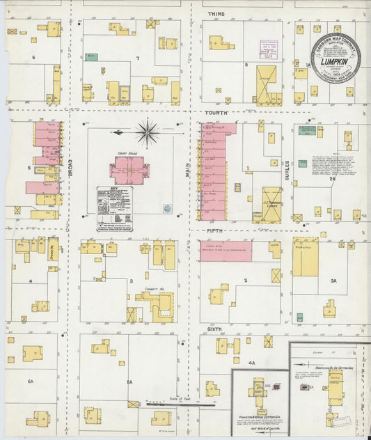 Sanborn Fire Insurance Map from Lumpkin, Stewart County, Georgia (1904), Sheet #0001 - Historic Sanborn Fire Insurance Map Print, vintage old map wall art, antique decor, genealogy gift, Georgia Georgia map