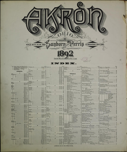 Sanborn Fire Insurance Map from Akron, Summit County, Ohio. (1892) – Historic Sanborn Fire Insurance Map Print