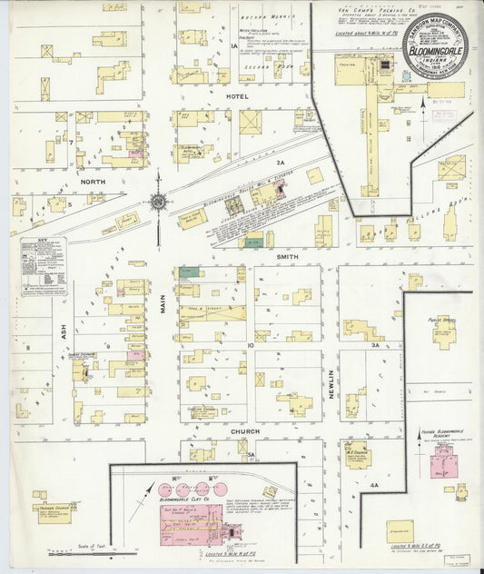 Sanborn Fire Insurance Map from Bloomingdale, Parke County, Indiana (1910), Sheet #0001 - Historic Sanborn Fire Insurance Map Print, vintage old map wall art, antique decor, genealogy gift, Indiana Indiana map