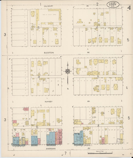 Sanborn Fire Insurance Map from Cody, Park County, Wyoming (1912), Sheet #0004 - Historic Sanborn Fire Insurance Map Print, vintage old map wall art, antique decor, genealogy gift, Wyoming Wyoming map