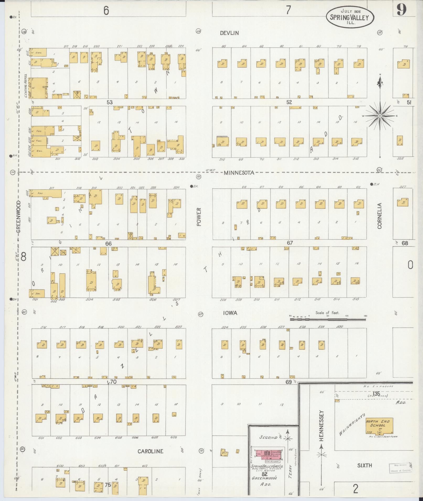 Sanborn Fire Insurance Map from Spring Valley, Bureau County, Illinois (1906), Sheet #0009 - Complete Map Set gallery image, historic Sanborn map, vintage wall art, Illinois Illinois