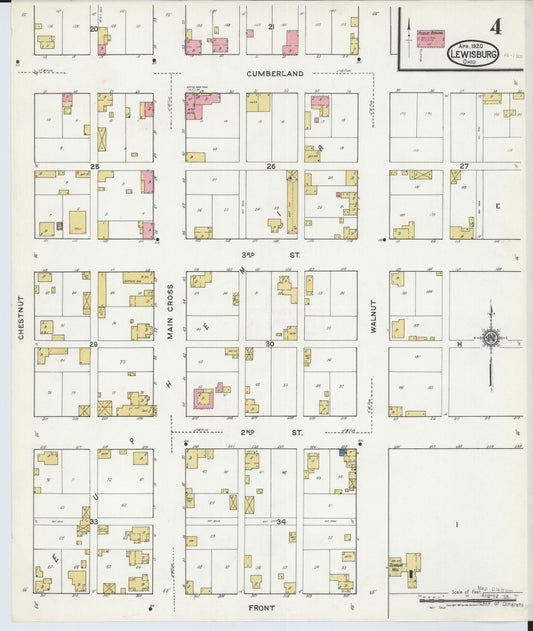 Sanborn Fire Insurance Map from Lewisburg, Preble County, Ohio (1920), Sheet #0004 - Historic Sanborn Fire Insurance Map Print, vintage old map wall art, antique decor, genealogy gift, Ohio Ohio map