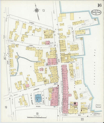 Sanborn Fire Insurance Map from Rockland, Knox County, Maine (1912), Sheet #0016 - Complete Map Set gallery image, historic Sanborn map, vintage wall art, Maine Maine