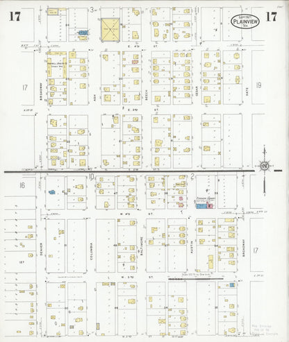 Sanborn Fire Insurance Map from Plainview, Hale County, Texas (1927), Sheet #0017 - Historic Sanborn Fire Insurance Map Print, vintage old map wall art, antique decor, genealogy gift, Texas Texas map