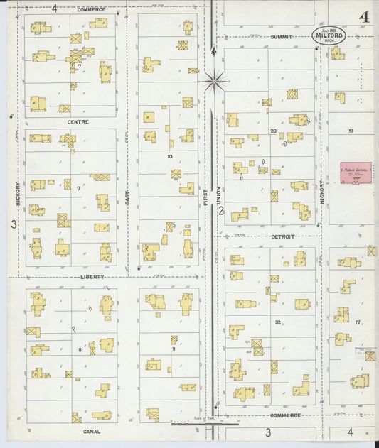 Sanborn Fire Insurance Map from Milford, Oakland County, Michigan (1901), Sheet #0004 - Historic Sanborn Fire Insurance Map Print, vintage old map wall art, antique decor, genealogy gift, Michigan Michigan map