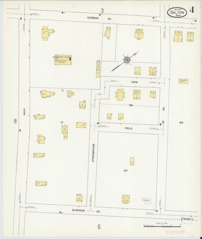 Sanborn Fire Insurance Map from Dalton, Berkshire County, Massachusetts (1911), Sheet #0004 - Historic Sanborn Fire Insurance Map Print, vintage old map wall art, antique decor, genealogy gift, Massachusetts Massachusetts map