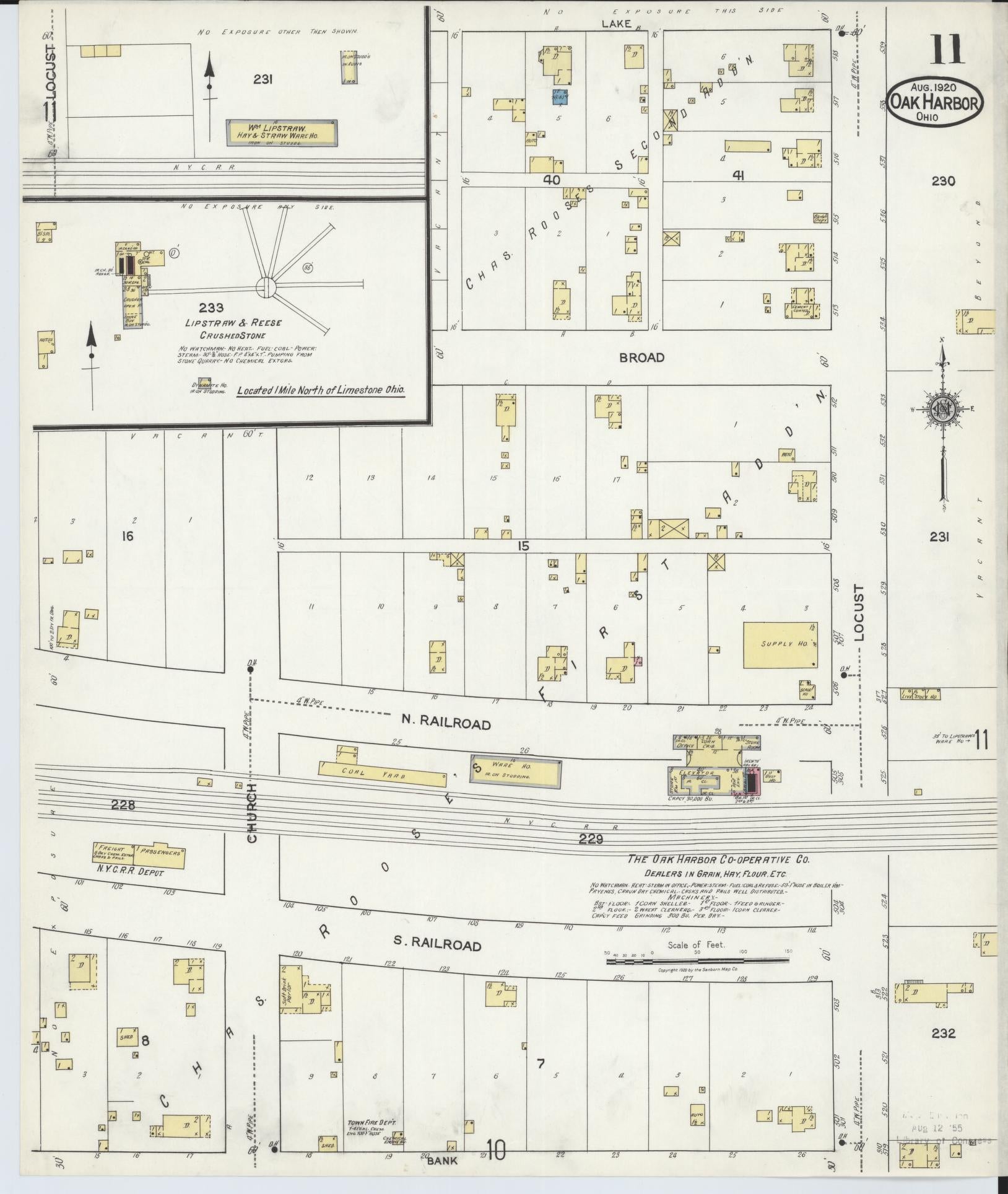 Sanborn Fire Insurance Map from Oak Harbor, Ottawa County, Ohio (1920), Sheet #0011 - Historic Sanborn Fire Insurance Map Print, vintage old map wall art, antique decor, genealogy gift, Ohio Ohio map