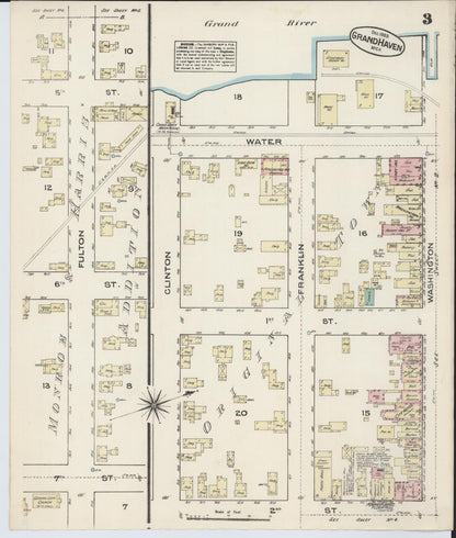 Sanborn Fire Insurance Map from Grand Haven, Ottawa County, Michigan (1883), Sheet #0003 - Complete Map Set gallery image, historic Sanborn map, vintage wall art, Michigan Michigan