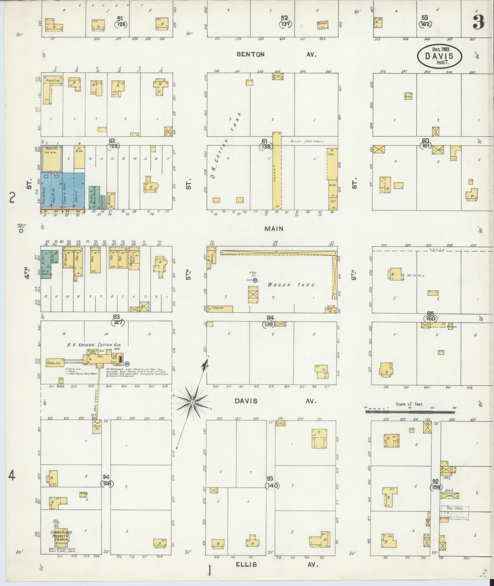 Sanborn Fire Insurance Map from Davis, Murray County, Oklahoma (1903), Sheet #0003 - Historic Sanborn Fire Insurance Map Print, vintage old map wall art, antique decor, genealogy gift, Oklahoma Oklahoma map