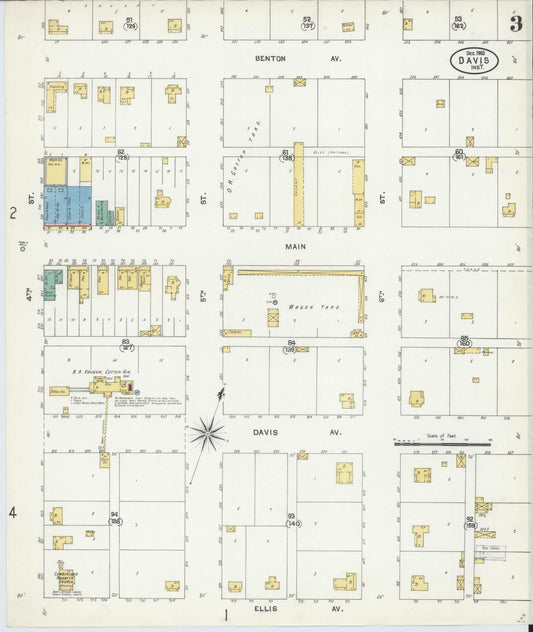 Sanborn Fire Insurance Map from Davis, Murray County, Oklahoma (1903), Sheet #0003 - Historic Sanborn Fire Insurance Map Print, vintage old map wall art, antique decor, genealogy gift, Oklahoma Oklahoma map