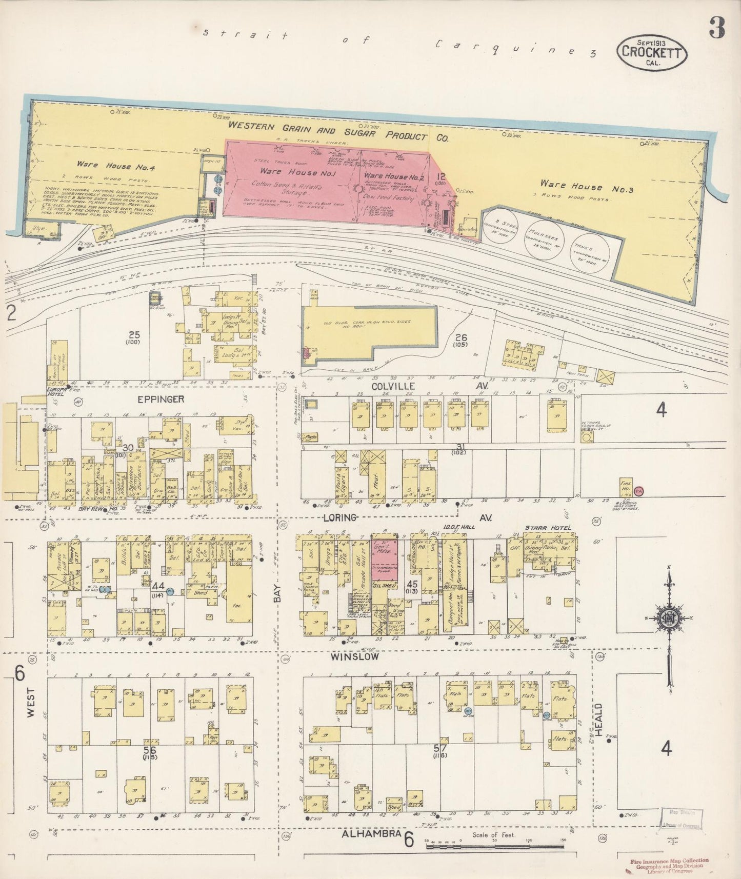 Sanborn Fire Insurance Map from Crockett, Contra Costa County, California (1913), Sheet #0003 - Historic Sanborn Fire Insurance Map Print, vintage old map wall art, antique decor, genealogy gift, California California map