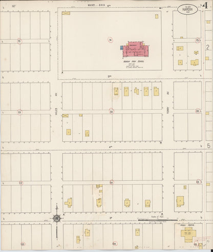 Sanborn Fire Insurance Map from Hardin, Big Horn County, Montana (1927), Sheet #0004 - Complete Map Set gallery image, historic Sanborn map, vintage wall art, Montana Montana