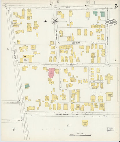 Sanborn Fire Insurance Map from Bar Harbor, Hancock County, Maine (1903), Sheet #0005 - Complete Map Set gallery image, historic Sanborn map, vintage wall art, Maine Maine