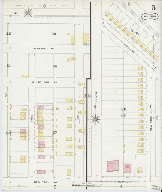 Sanborn Fire Insurance Map from Whiting, Lake County, Indiana (1896), Sheet #0005 - Historic Sanborn Fire Insurance Map Print, vintage old map wall art, antique decor, genealogy gift, Indiana Indiana map
