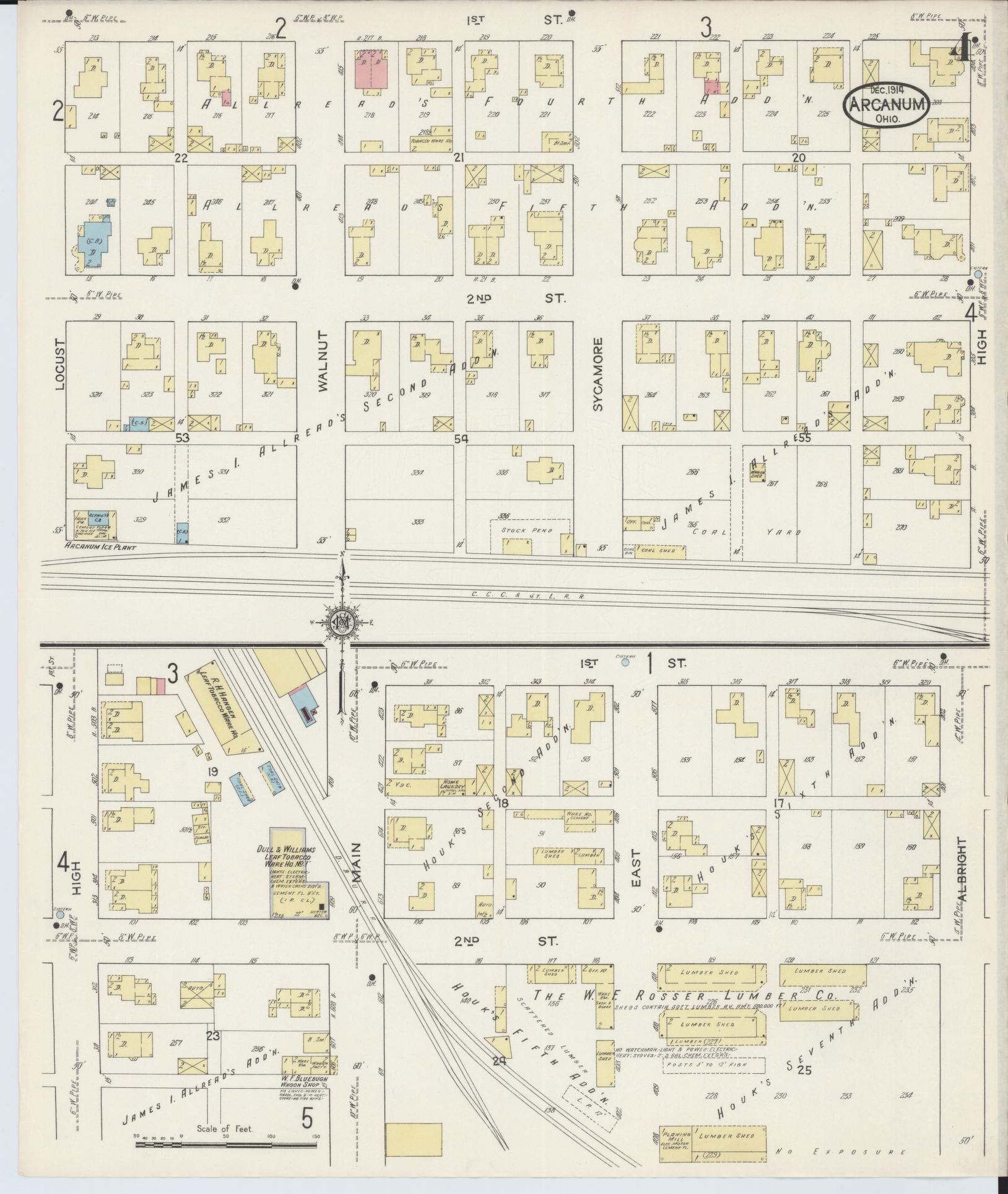 Sanborn Fire Insurance Map from Arcanum, Darke County, Ohio (1914), Sheet #0004 - Historic Sanborn Fire Insurance Map Print, vintage old map wall art, antique decor, genealogy gift, Ohio Ohio map