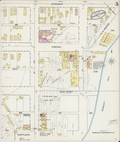Sanborn Fire Insurance Map from Sheboygan, Sheboygan County, Wisconsin (1887), Sheet #0005 - Complete Map Set gallery image, historic Sanborn map, vintage wall art, Wisconsin Wisconsin