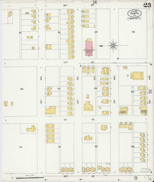 Sanborn Fire Insurance Map from Tampa, Hillsborough County, Florida (1899), Sheet #0023 - Historic Sanborn Fire Insurance Map Print, vintage old map wall art, antique decor, genealogy gift, Florida Florida map