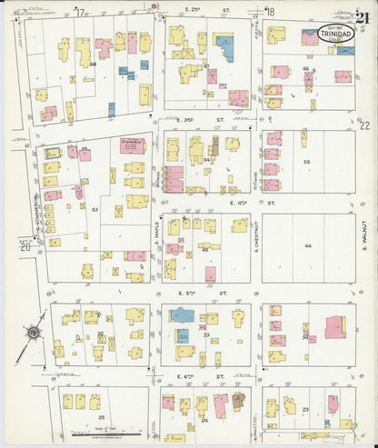 Sanborn Fire Insurance Map from Trinidad, Las Animas County, Colorado (1917), Sheet #0021 - Complete Map Set gallery image, historic Sanborn map, vintage wall art, Colorado Colorado