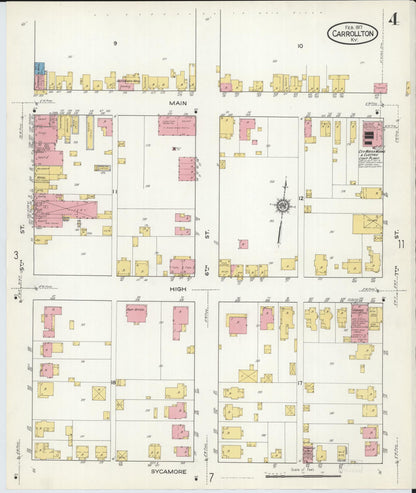 Sanborn Fire Insurance Map from Carrollton, Carroll County, Kentucky (1917), Sheet #0004 - Complete Map Set gallery image, historic Sanborn map, vintage wall art, Kentucky Kentucky