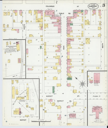 Sanborn Fire Insurance Map from Somerset, Perry County, Ohio (1901), Sheet #0003 - Historic Sanborn Fire Insurance Map Print, vintage old map wall art, antique decor, genealogy gift, Ohio Ohio map