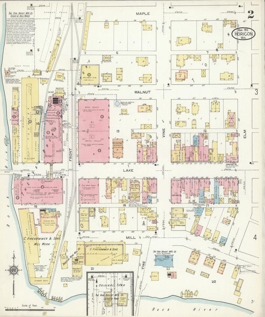Sanborn Fire Insurance Map from Horicon, Dodge County, Wisconsin (1913), Sheet #0002 - Historic Sanborn Fire Insurance Map Print, vintage old map wall art, antique decor, genealogy gift, Wisconsin Wisconsin map