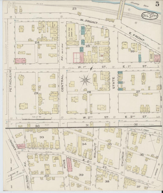 Sanborn Fire Insurance Map from Oil City, Venango County, Pennsylvania (1888), Sheet #0005 - Historic Sanborn Fire Insurance Map Print, vintage old map wall art, antique decor, genealogy gift, Pennsylvania Pennsylvania map