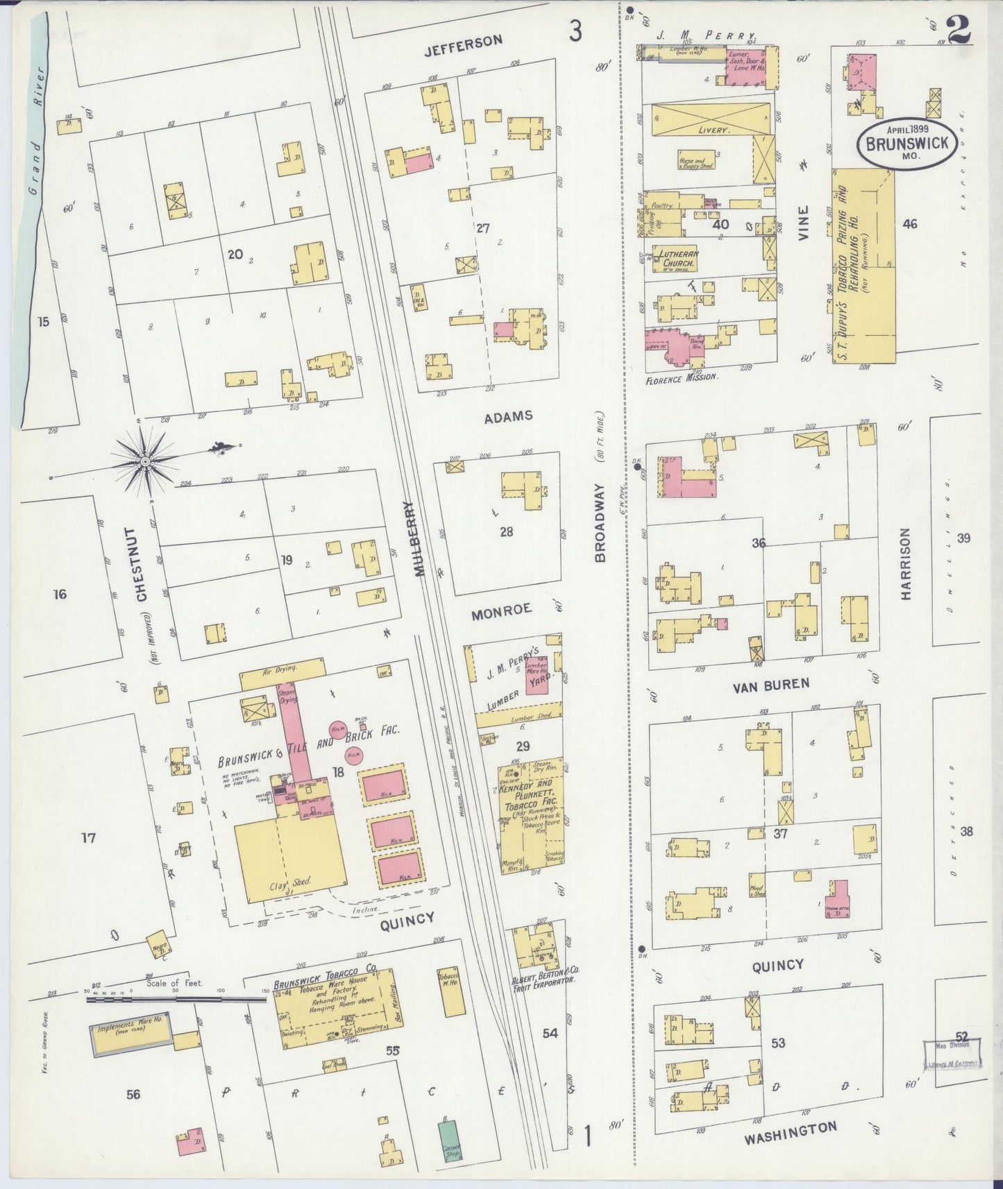 Sanborn Fire Insurance Map from Brunswick, Chariton County, Missouri (1899), Sheet #0002 - Complete Map Set gallery image, historic Sanborn map, vintage wall art, Missouri Missouri