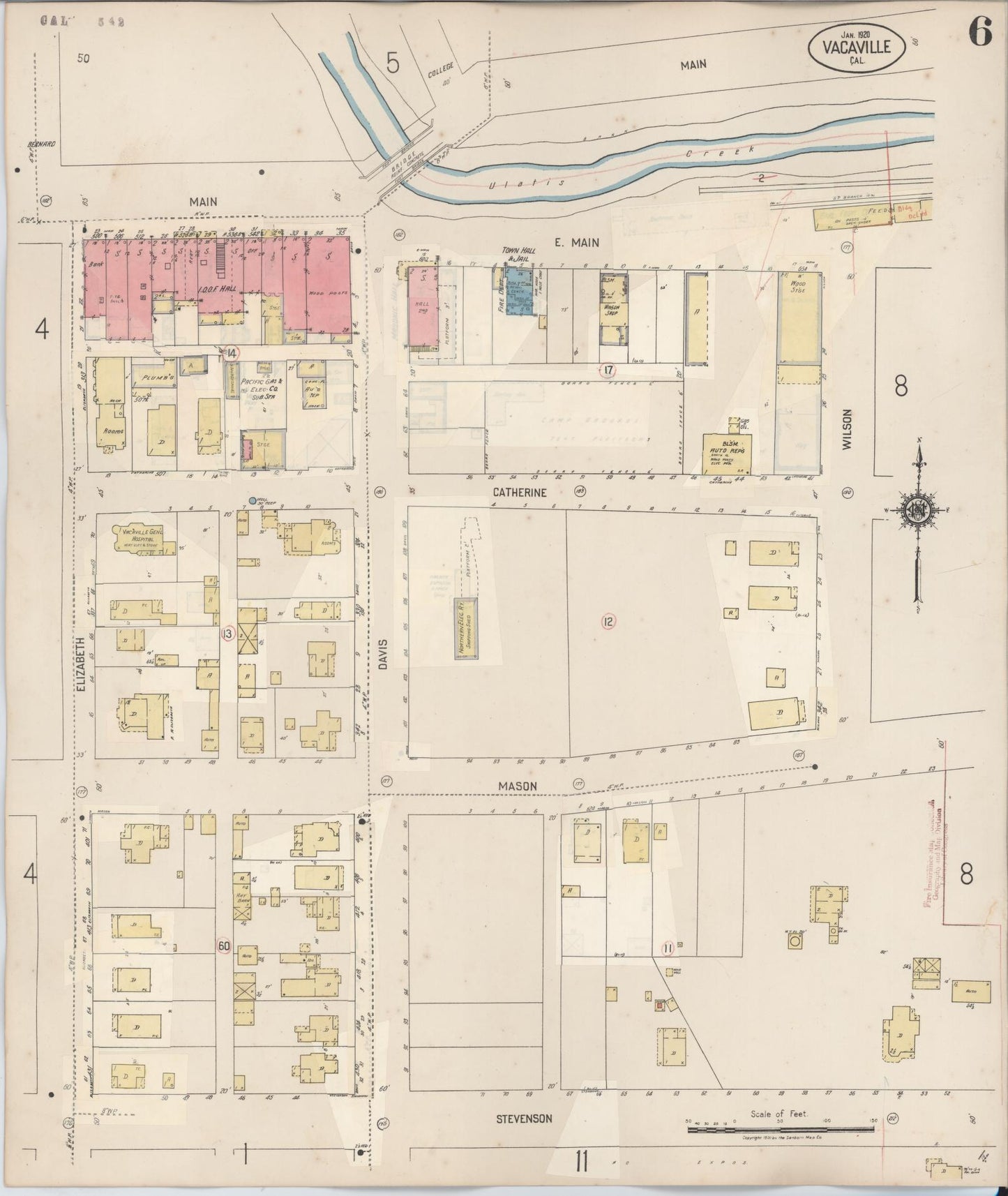 Sanborn Fire Insurance Map from Vacaville, Solano County, California (1941), Sheet #0006 - Complete Map Set gallery image, historic Sanborn map, vintage wall art, California California