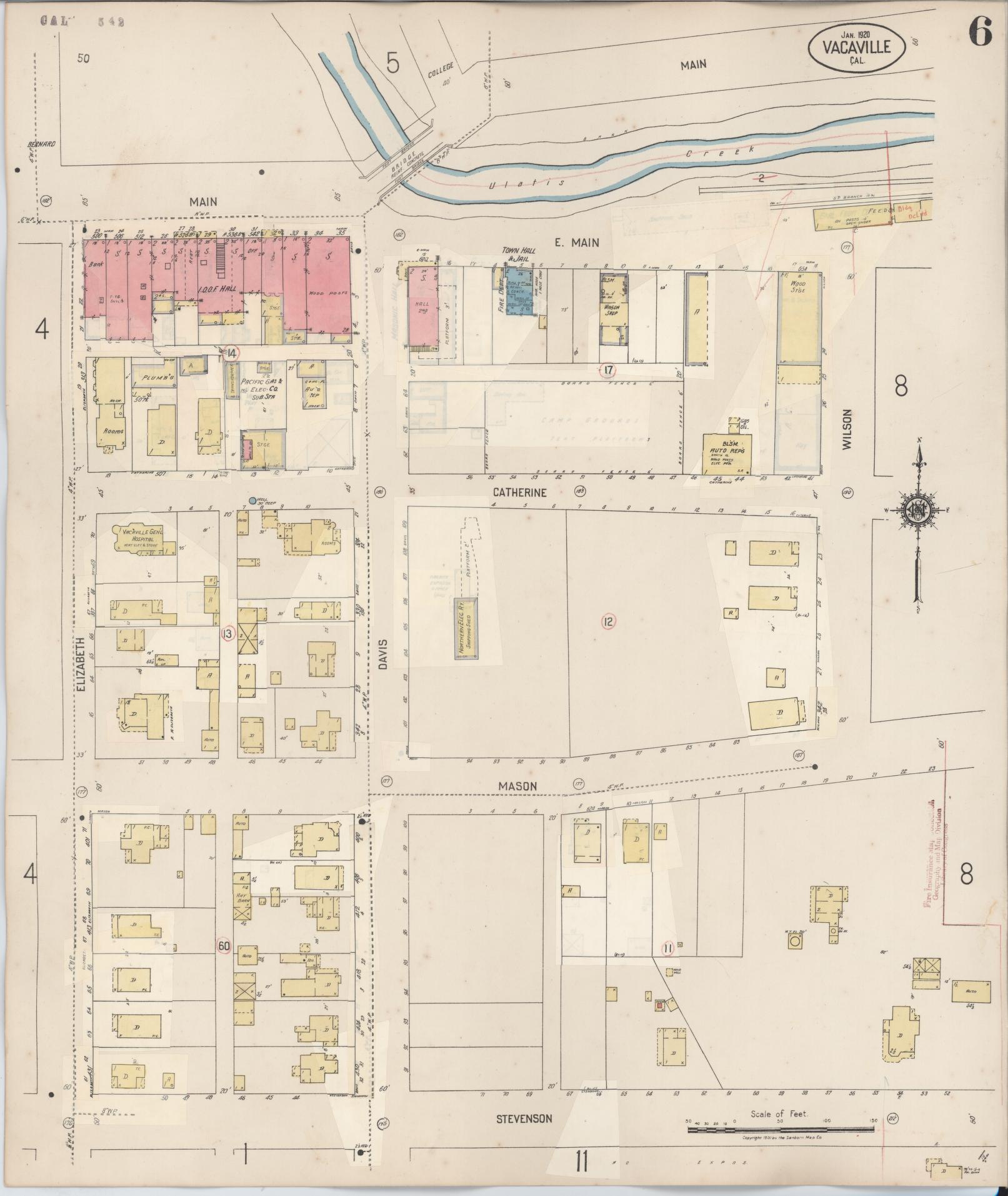 Sanborn Fire Insurance Map from Vacaville, Solano County, California (1941), Sheet #0006 - Complete Map Set gallery image, historic Sanborn map, vintage wall art, California California
